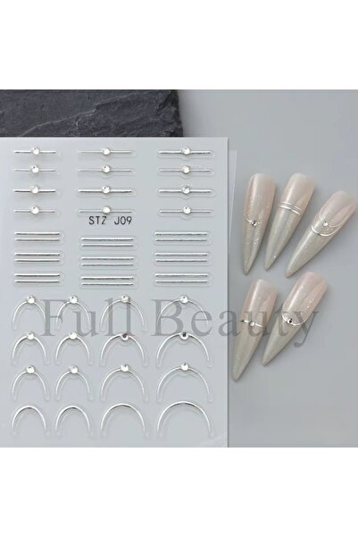delis 3D Marquise nail stickers, STICKER115, Silver