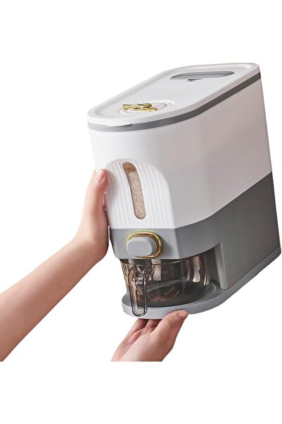 Arabest Rice Dispenser, Rice Container with Lid Measuring Cylinder Moisture P...