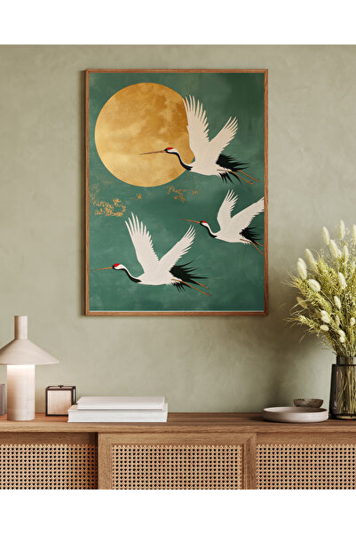 Tuba Decor Tablou într-o singură bucată cu ramă din lemn, serie de artă japandi