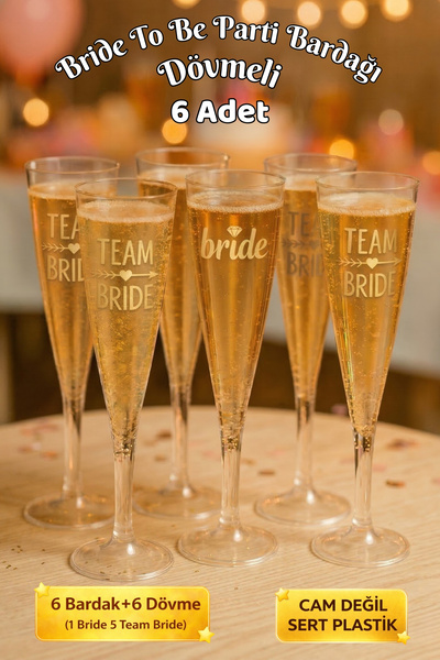 Huzur Party Store Bride To Be Partisi Kadeh Şampanya Bardağı 6'lı Bekarlığa V...