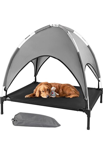 Arabest سرير مرتفع للكلاب في الهواء الطلق مع مظلة، سرير يحافظ على البرودة مرت...