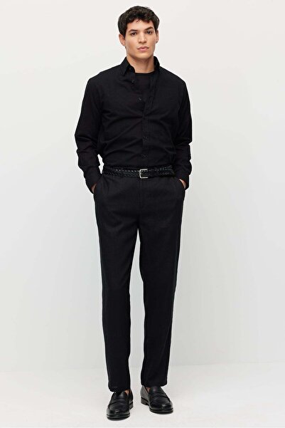 PAULMARK Men's Linen Look with Elastic Waistband Jogger Pants