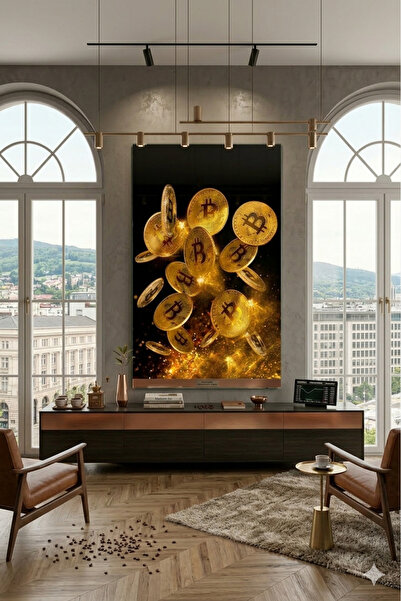 BLT DİZAYN Bitcoin Decorative Glass Painting with Wealth and Success Themes