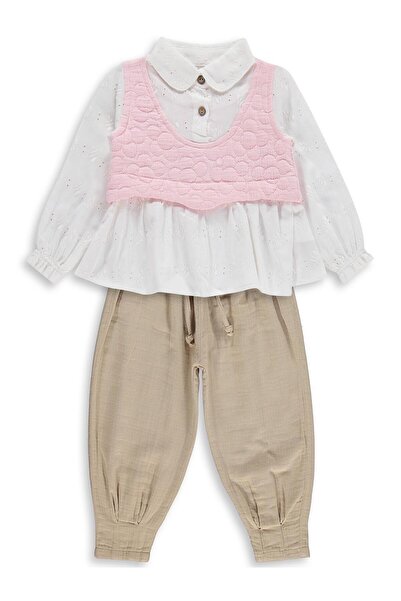 Obelia Set pulover și cămașă pentru fetițe cu elastic la tivul pantalonilor, ...