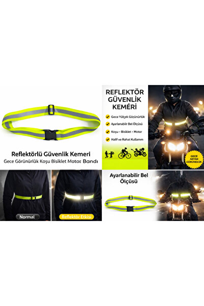 Vi Caro Green Reflective Belt Adjustable Night Visibility Motor Bicycle Runni...