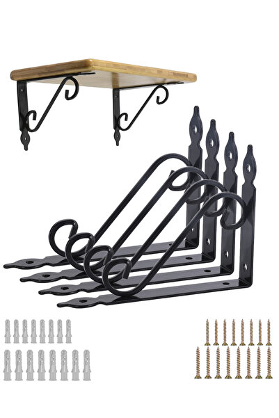 Lawazim 4-Piece Shelf Bracket S-Shape - Small with 44-Piece Drywall screws & ...