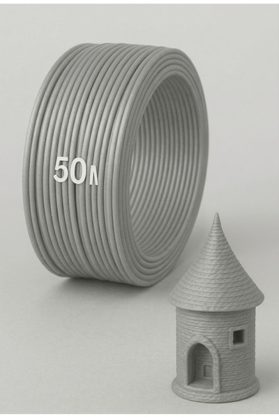 Alseka 3D Kalem Yazıcı Için 50 Metre Gümüş Gri Renk Pla Filament