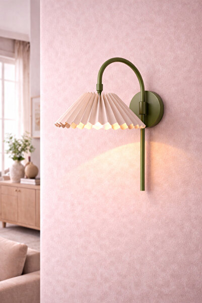 Natiorj Şık Umbrella Yeşil Model Pilli Tak Çalıştır Aplik Salon Ofis Yatak Od...