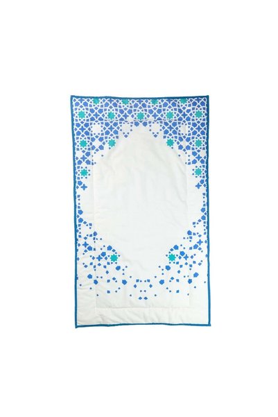 Reetal طقم صلاة نسائي - سجادة وعباية مع حجاب - مقاس حر - كتان - أزرق