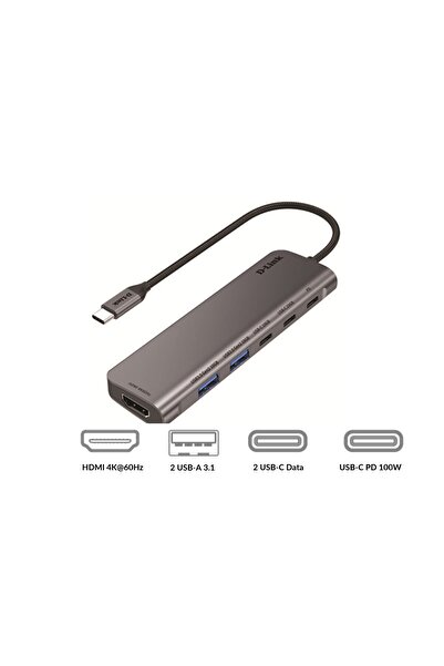 D-Link DUB-C106 HDMI 4K 60Hz, 2 USB-C, 2 USB-A 3.1, PD 100Watt 6-in-1 USB-C Hub