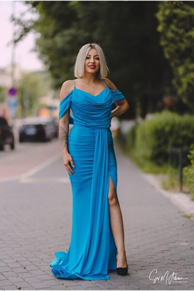 Angy Fashion Blue Elegance Evening Dress Size: 42