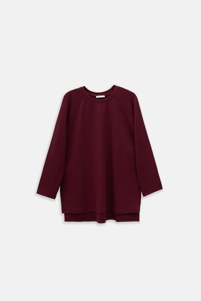 EBU Prive Bluză interlock cu mânecă lungă pentru femei, culoare burgundy