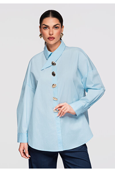 OMBRE Women's Elegant Oversize Shirt OW-SH-E0014 Blue