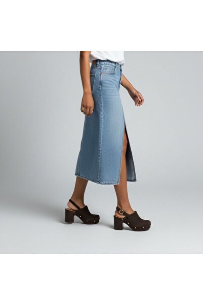 NE&VE SHOES Kahve Deri Biye Detaylı Hafif Tabanlı Kadın Takunya Terlik