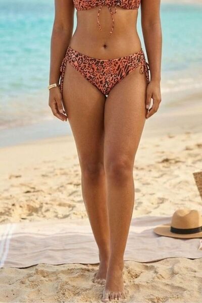 No Gossip Leopar Desenli Yandan Bağlamalı Sürgülü İpli Bikini Altı - Ayarlana...