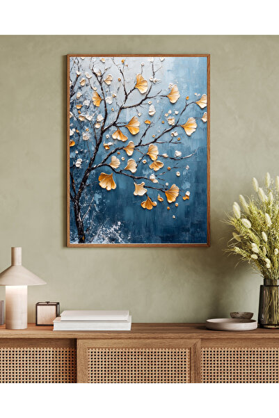 Tuba Decor Tablou într-o singură bucată cu ramă din lemn, serie de artă japandi