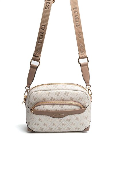 Silver Polo Silver & Polo Sp1201 Women's Crossbody Bag Monogram Beige-Latte