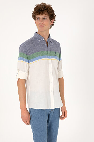 U.S. Polo Assn. Men's Multicolor Textured Shirt With Embroidered Logo