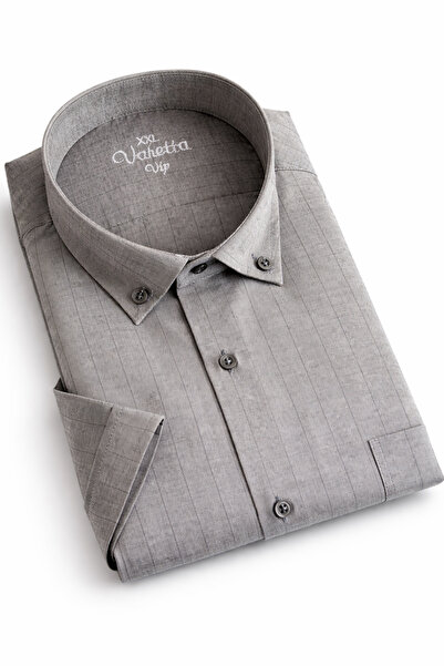 Varetta Ανδρικό καπνιστό κοντομάνικο πουκάμισο μεγάλου μεγέθους Ριγέ Καλοκαιρ...