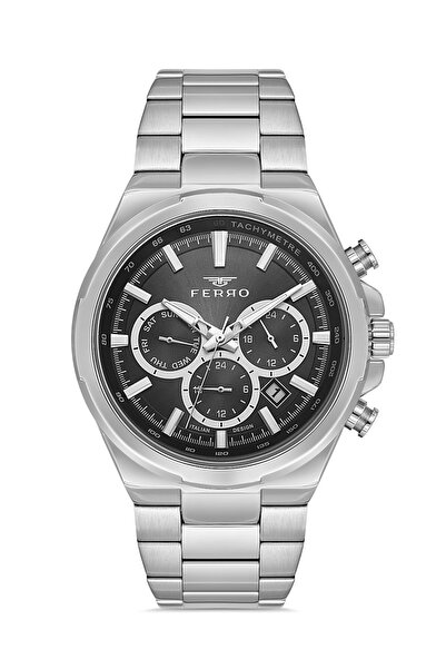 FERRO Silver Steel Cord Men's Wristwatch Fm11641A-A2 Functions Active 3 Atm W...