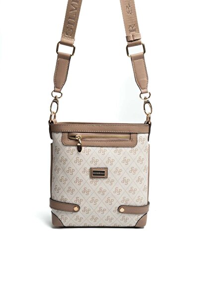 Silver Polo Silver & Polo Sp1120 Women's Crossbody Bag Monogram Beige-Latte