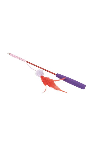 Ebi Coockoo Tilly Tickle Telescopic Cat Rod Chase Toy - Red/40x4x4cm