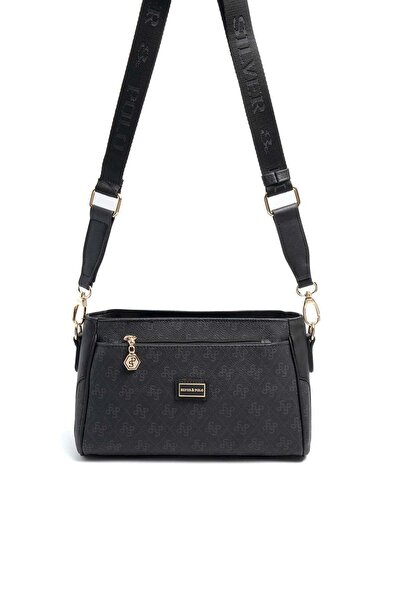 Silver Polo Silver & Polo Sp1273 Women's Crossbody Bag Monogram Black-Black