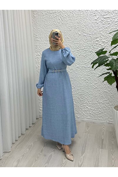 Queyla DİLARA KUŞAKLI PLİSE ELBİSE