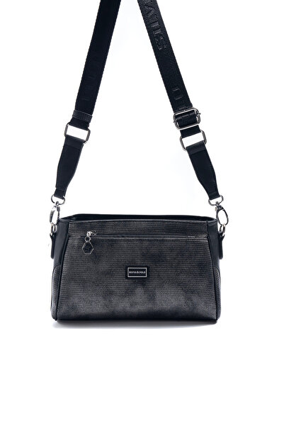 Silver Polo Silver & Polo Sp1273 Women's Crossbody Bag Honeycomb M.Silver-Black