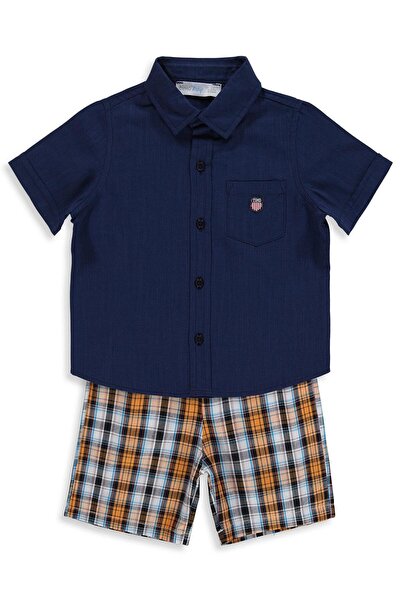 ZEYNEVA طقم قميص تيمو قماش منقش قطع - أزرق داكن