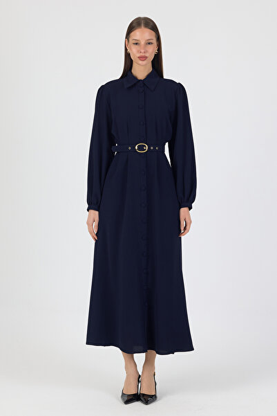VAVİNOR Mono Belt Piece Dress - Navy Blue
