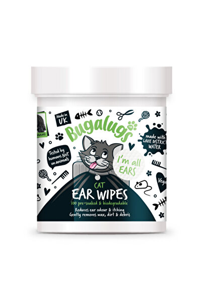 Bugalugs مناديل أذن مهدئة وقابلة للتحلل الحيوي للقطط