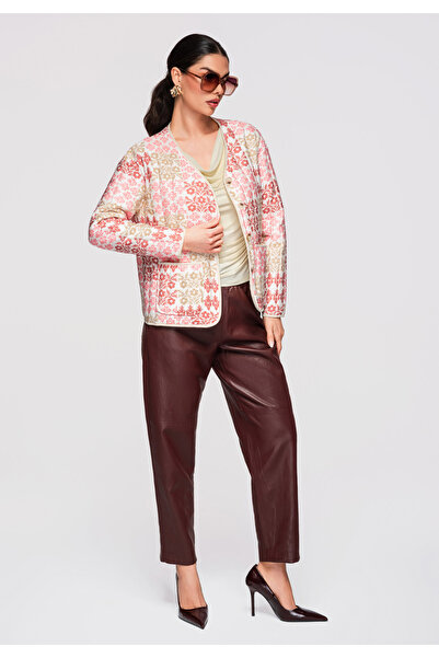 OMBRE Women's Elegant Jacket OW-JALP-0126 Rose/beige