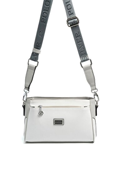 Silver Polo Silver & Polo Sp1273 Women's Crossbody Bag Plain White-Grey