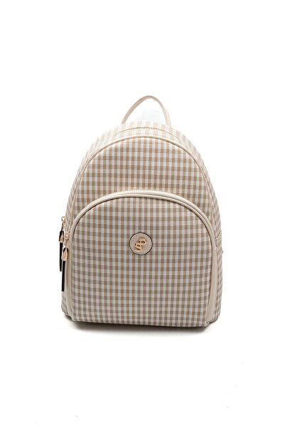Silver Polo Silver & Polo Sp1062 Women's Backpack Plaid Line Square Sand Beig...