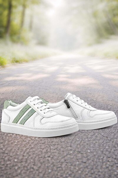 Rakerplus Дитячі кросівки зі справжньої шкіри білого зеленого кольору на блис...