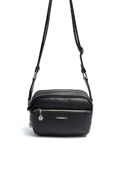 Silver Polo Silver & Polo Sp1162 Women's Crossbody Bag Plain Black-Black