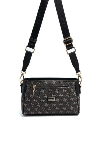 Silver Polo Silver & Polo Sp1273 Women's Crossbody Bag Monogram Smoked-Black