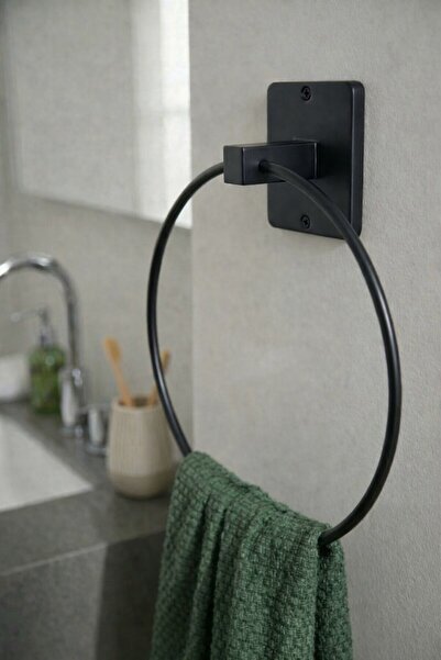 Sas Haus Yapışkanlı Siyah Halka Havluluk Duvar Tipi Delme Gerektirmez Banyo H...