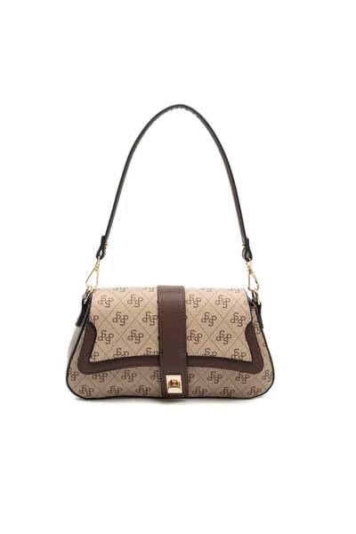 Silver Polo Silver & Polo Sp1177 Women's Shoulder Bag Monogram Dark Beige-Brown