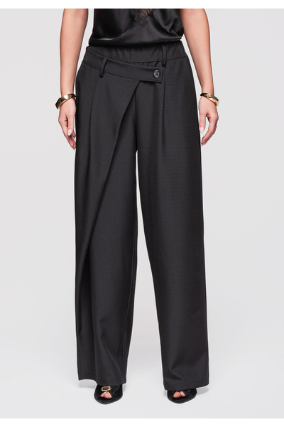 OMBRE Women's High Waist Wide Leg Pants OW-PA-E0003 Black