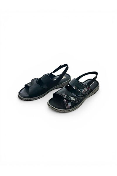 PATRON SHOES صندل نسائي من الجلد الطبيعي لتقويم العظام مزدوج الفيلكرو