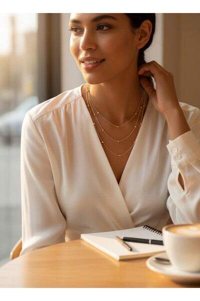 BS JEWELRY قلادة من 3 قلادات على شكل سلسلة من دوريكا، هدية عيد الحب، هدية للنساء