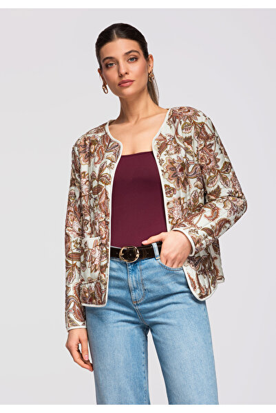 OMBRE Femei Jachetă de Tranziție Elegantă OW-JALP-0127 Khaki/beige