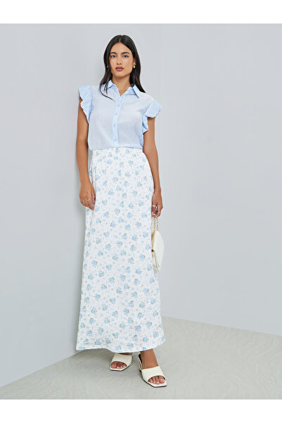 Styli Jacquard Floral Maxi Skirt