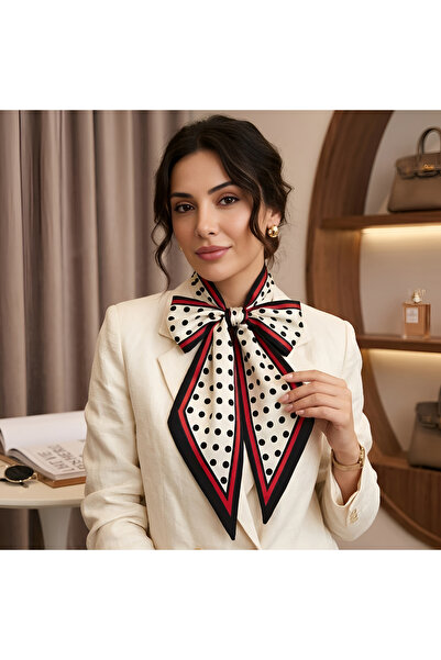 josef mariyy Polka Dot Li and Red Striped Retro Satin Scarf & Belt