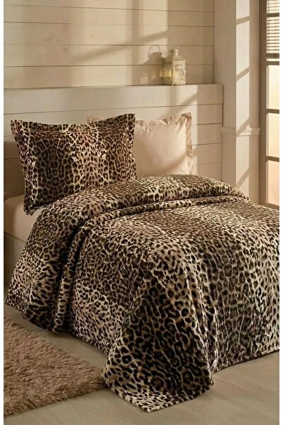 miar home perde tekstil Leopard Printed Pieces Single Pique Bedspread Set 4 P...