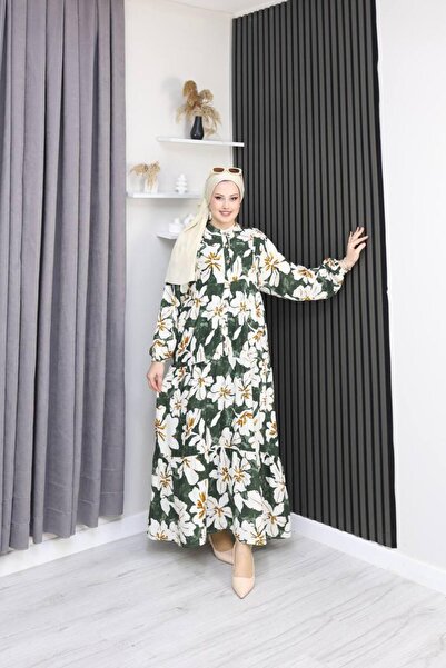 AXXAN Cotton Dresses in Viscose Package, Patterned Half-Buttoned Anti-Sweat H...