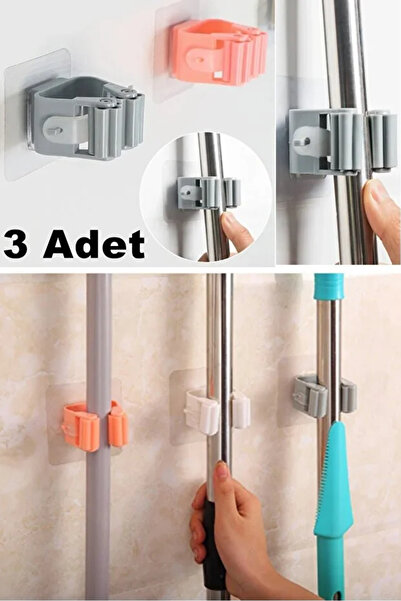 TUMU LIFE 3 Adet Paspas Süpürge Fırça Ve Mop Askısı Sap Tutucu Mutfak Banyo Askı