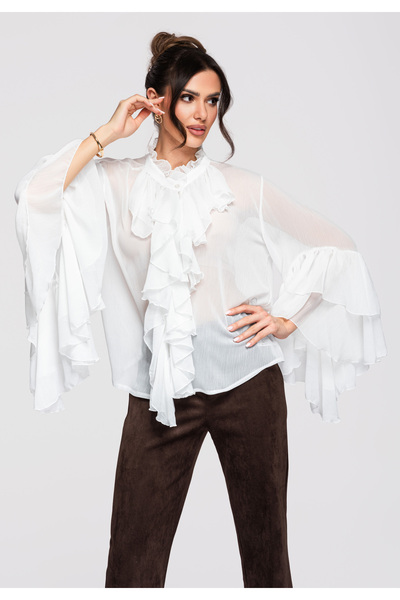 OMBRE Košile V-1 růžová ONESIZE Bílá